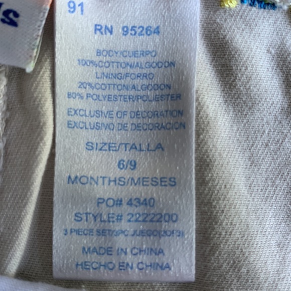 bt Kids,6-9m, Tan Coverall Shorts, Embroid. Blue & Green Turtles, Adjust. Straps - Picture 9 of 10